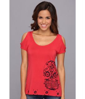 Roper 9040 P/R Jersey Cold Shoulder Tee Womens Short Sleeve Pullover (Red)