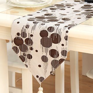 Classic Print Brown Polka Dots Polyester Cotton Blend Table Runners