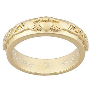 Personalized Gold over Sterling Silver Engraved Claddagh Wedding Band   11