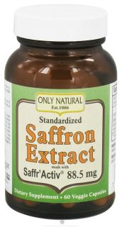 Only Natural   Standardized Saffron Extract with SaffrActiv 88.5 mg.   60 Vegetarian Capsules
