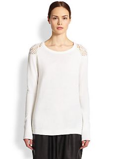 Tess Giberson Crochet Detail Sweater   White