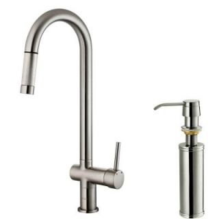 Vigo Pull Out Sprayer Kitchen Faucet with Soap Dispenser in Stainless Steel VG02008STK2
