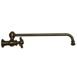 Whitehaus Vintage III Wall Mounted Potfiller with Cross Handle in Antique Brass WHKPFSCR3 9000 ABRAS