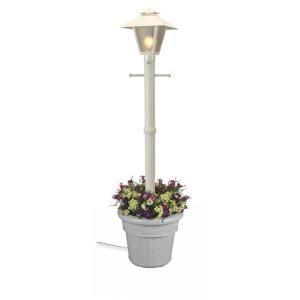 Patio Living Concepts Cape Cod Plug In Outdoor White Post Lantern with Planter 66001