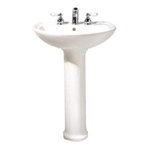 American Standard Cadet Pedestal Combo Bathroom Sink with 8 in. Faucet Centers in White 0236.811.020
