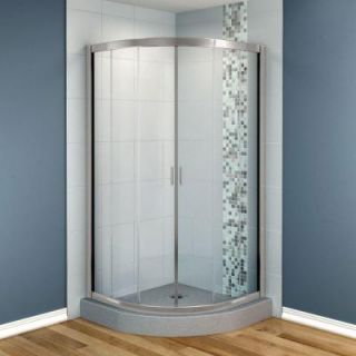 MAAX Intuition 40 in. x 40 in. x 70 in. Neo Round Frameless Corner Shower Door with Clear Glass in Nickel Finish 137220 900 105 000