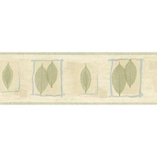 The Wallpaper Company 6.83 in. x 15 ft. Green and Blue Transitional Leaf Border WC1280615