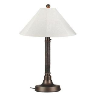 Patio Living Concepts Bahama Weave 34 in. Outdoor Dark Mahogany Table Lamp with Natural Linen Shade 25157