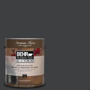 BEHR Premium Plus Ultra Home Decorators Collection 1 gal. #HDC MD 04 Totally Black Flat/Matte Interior Paint 175301