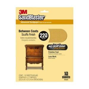 Sandblaster 9 in. x 11 in. 220 Grit Very Fine No Slip Grip Sandpaper (10 Pack) 21220 CCG