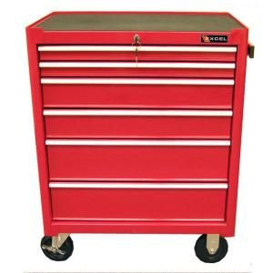 Excel 27 in. 6 Drawer Steel Roller Cabinet in Red TB2070BBS B Red