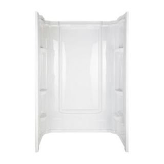 Aqua Glass Eleganza 34 in. x 48 in. x 72 in. Three Piece Direct to Stud Shower Wall Set in White 39614