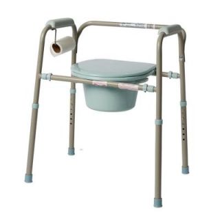 Medline Folding Steel Bedside Non Electric Waterless Toilet with Microban MDS89664KDMBH