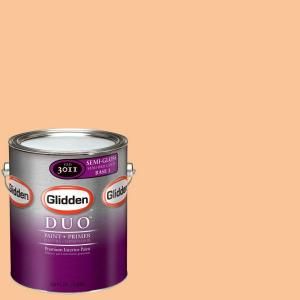 Glidden DUO 1 gal. #GLO15 01S Orange Sherbet Semi Gloss Interior Paint with Primer GLO15 01S