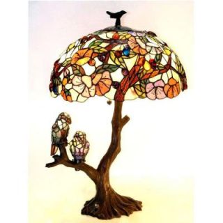 Chloe Lighting Tiffany style Birds in Harmony 19 in. 4 Light Double Lit Resin Table Lamp with Oval Shade CH19B441 DT4