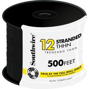 Southwire 500 ft. 12 Stranded THHN Black Wire 22964157