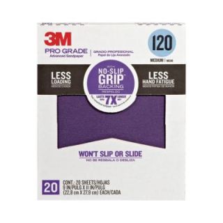 3M 9 in. x 11 in. Pro Grade 120 Grit Medium No Slip Grip Advanced Sandpaper (20 Pack) 26120CP P G