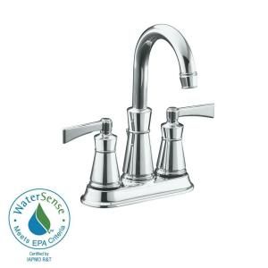 KOHLER Archer 4 in. 2 Handle Low Arc Bathroom Faucet in Polished Chrome K 11075 4 CP