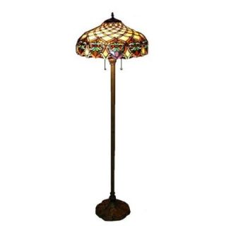 Warehouse of Tiffany 60 in. Antique Bronze Ariel Stained Glass Floor Lamp with Pull Chain Switch 16099/202
