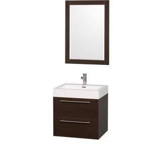 Wyndham Collection Amare 24 in. Vanity in Espresso with Acrylic Resin Vanity Top in White and Integrated Sink WCR410024ESAR