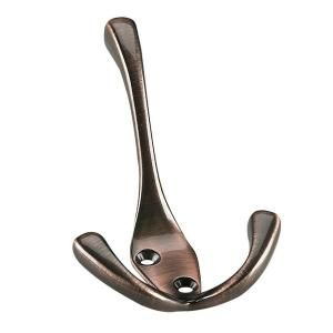 Richelieu Hardware Antique Brushed Copper Heavy Duty Triple Coat Hook 4 1/2 In. DISCONTINUED 236ACBV