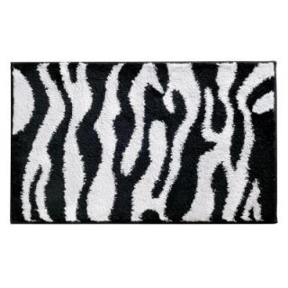 interDesign Zebra 34 in. x 21 in. Bath Rug in Black/White 16910