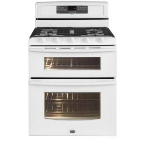 Maytag Gemini 6 cu. ft. Double Oven Gas Range with Self Cleaning Convection Oven in White MGT8775XW