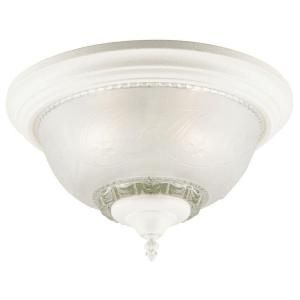Westinghouse 3 Light Ceiling Fixture Textured White Interior Flush Mount with Embossed Floral and Leaf Design Glass 6617600