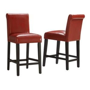 Home Decorators Collection Burgundy Wine 29 in. H Faux Leather Bar Stools (Set of 2) DISCONTINUED 40859C480W(3A)[2PC]