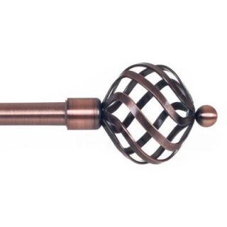Lavish Home 48 in.   86 in. Antique Copper 3/4 in. Twisted Sphere Curtain Rod 63 19131 CO