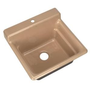 KOHLER Bayview Self Rimming Cast Iron 25 1/2 in. x 24 in. x 11 in. 1 Hole Utility Sink in Mexican Sand K 6608 1 33