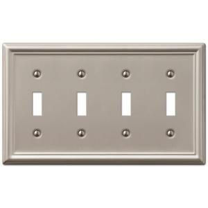 Amerelle Chelsea 4 Toggle Wall Plate   Brushed Nickel 149T4BN