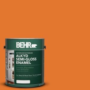 BEHR 1 gal. #OSHA 3 Safety Orange Semi Gloss Enamel Alkyd Interior/Exterior Paint 393001