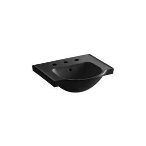 KOHLER Veer 4 in. Pedestal Sink Basin in Black Black K 5247 8 7