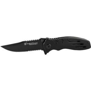 Smith & Wesson Extreme Ops Linerlock Serrated Black Knife SWA24S