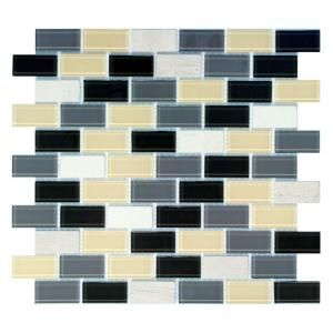 Jeffrey Court Driftwood 12 in. x 12 in. Blue/Gray Brick Mosaic Tile DISCONTINUED 99437