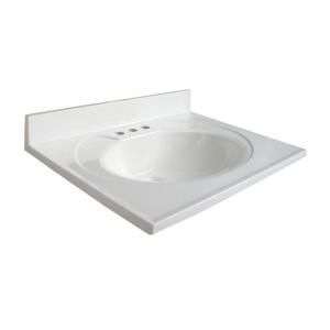 Glacier Bay Newport 25 in. AB Engineered Composite Vanity Top with Basin in White N25GB W
