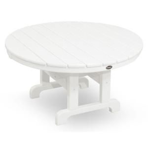 Trex Outdoor Furniture Cape Cod Classic White 36 in. Round Patio Conversation Table TXRCT236CW