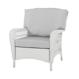 Martha Stewart Living Charlottetown White All Weather Wicker Patio Lounge Chair with Bare Cushion 55 619556/1