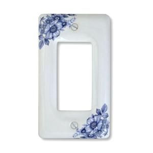 Amerelle Floral 2 Decorator Wall Plate   Blue 3001R