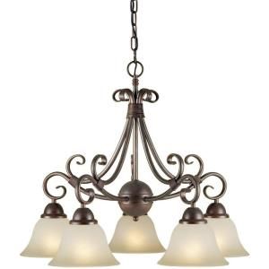 Illumine 5 Light Black Cherry Chandelier with Shaded Umber Glass DISCONTINUED CLI FRT2417 05 27