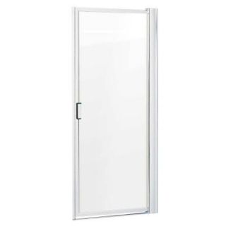 27   29 in. x 63 1/2 in. Framed Pivot Shower Door in Satin Clear with Clear Glass 650