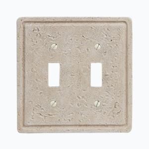 Amerelle Faux Stone 2 Toggle Wall Plate   Toasted Almond 8347TT