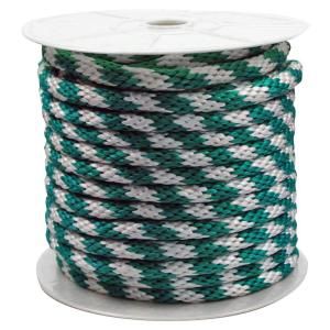 Rope King 5/8 in. x 140 ft. Solid Braided Poly Rope Green and White SBP 58140GW