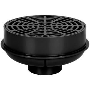 2 in. x 3 in. Black ABS Hub x Inside Fit 4 Way Floor Drain with 6 1/2 in. Strainer 841 2APK