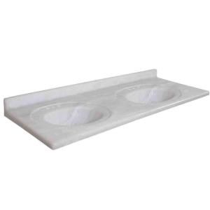 Glacier Bay Pacific 61 in. Marble Vanity Top with Double Basin in White Onyx P61GB W2