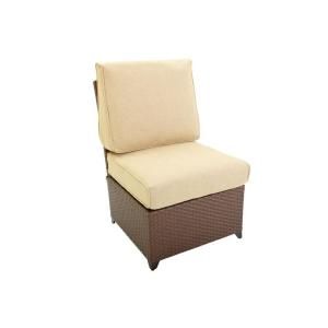 Hampton Bay Hinsdale Dark Brown Patio Lounge Chair with Beige Cushion DISCONTINUED 133 003 LC D