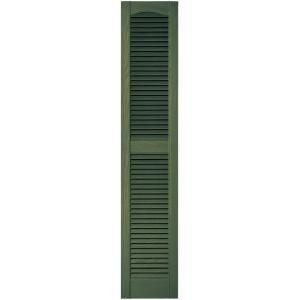Builders Edge 12 in. x 60 in. Louvered Vinyl Exterior Shutters Pair in #283 Moss 010120060283