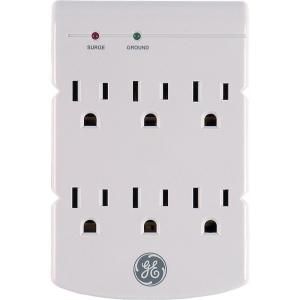 GE 6 Outlet Surge Protector In Wall 370 Joules   Grey 94000