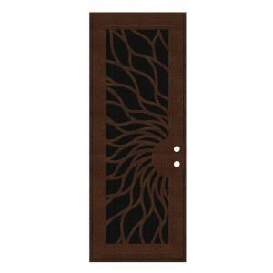 Unique Home Designs Sunfire 36 in. x 96 in. Copperclad Left Hand Surface Mount Aluminum Security Door with Black Perforated Aluminum Screen 1S2001EM2CCP5A